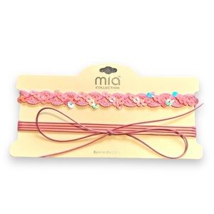 (2) Mia Collection pink Choker Necklace